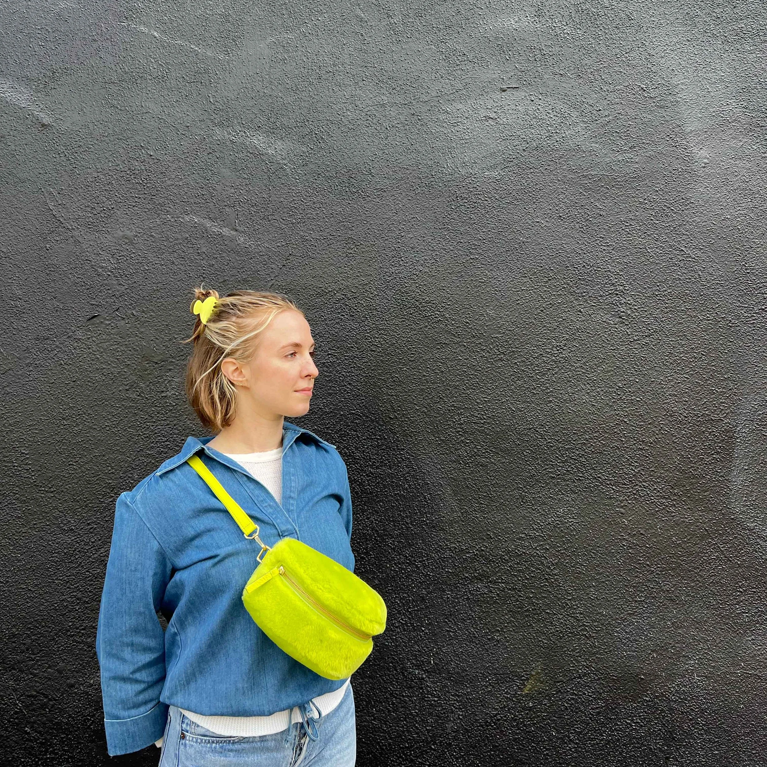 PRIMECUT: LIME SHEARLING BUM BAG